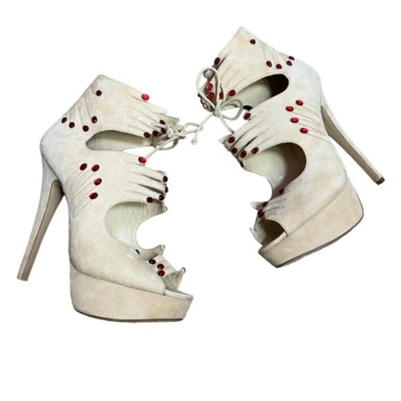 Charlotte Olympia Hands On' Suede Heels Women Size 38.5‎ - Picture 1 of 16